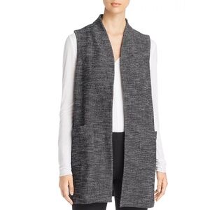 Eileen Fisher Tweed Open Front Sleeveless Duster Vest Cardigan Sz S *note